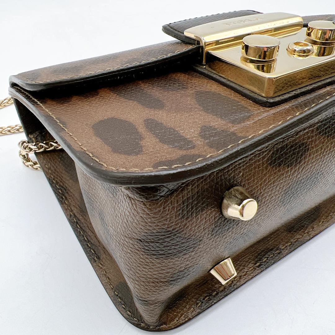 美品 FURLA メトロポリス ショルダーバッグ レオパードレザー f629