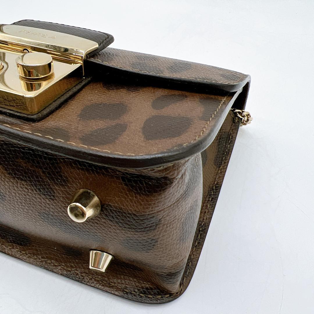 美品 FURLA メトロポリス ショルダーバッグ レオパードレザー f629