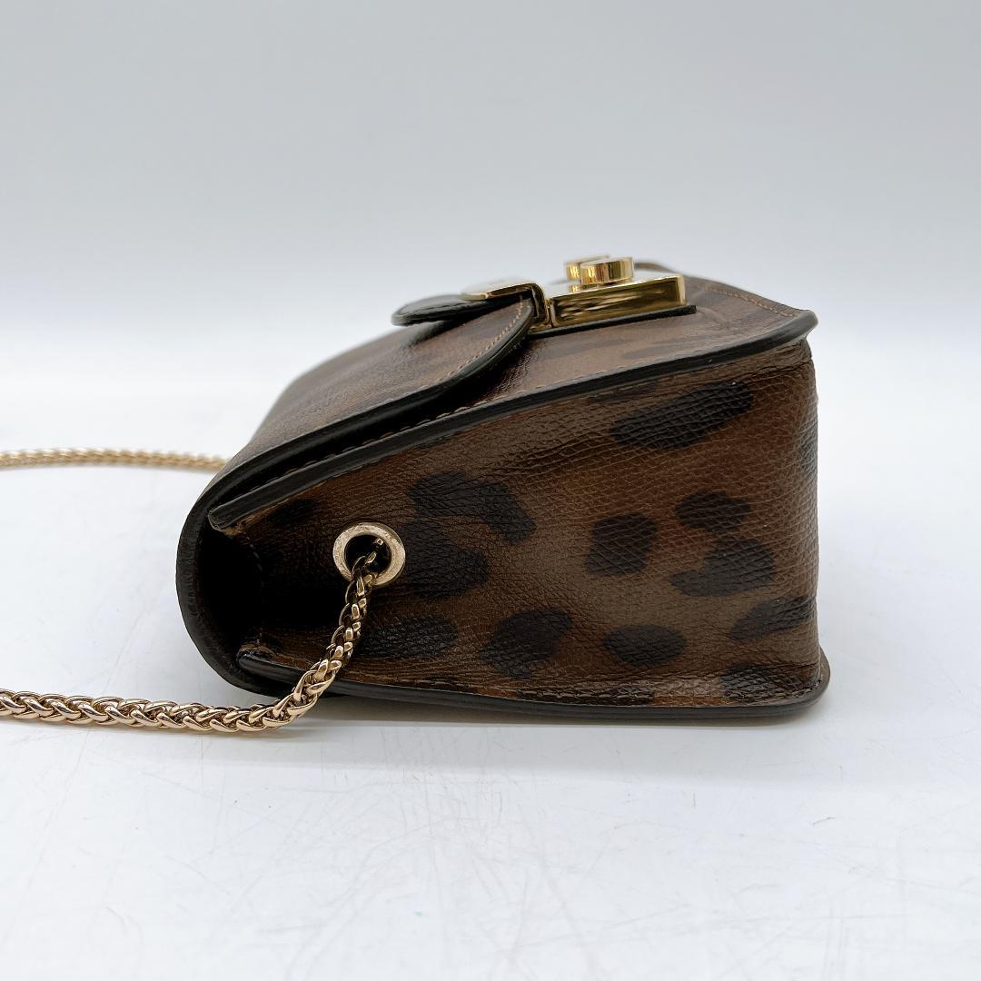 美品 FURLA メトロポリス ショルダーバッグ レオパードレザー f629