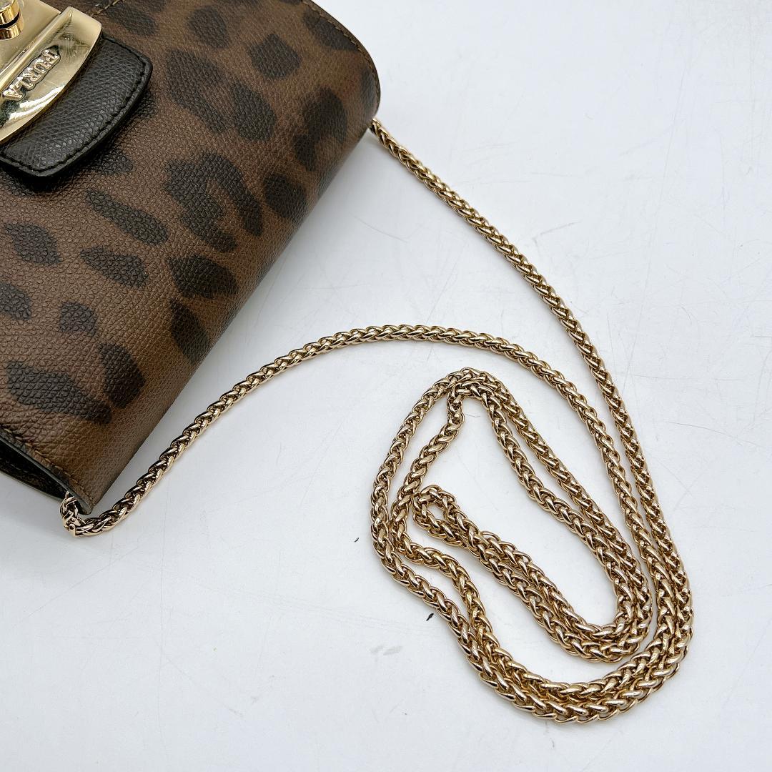 美品 FURLA メトロポリス ショルダーバッグ レオパードレザー f629