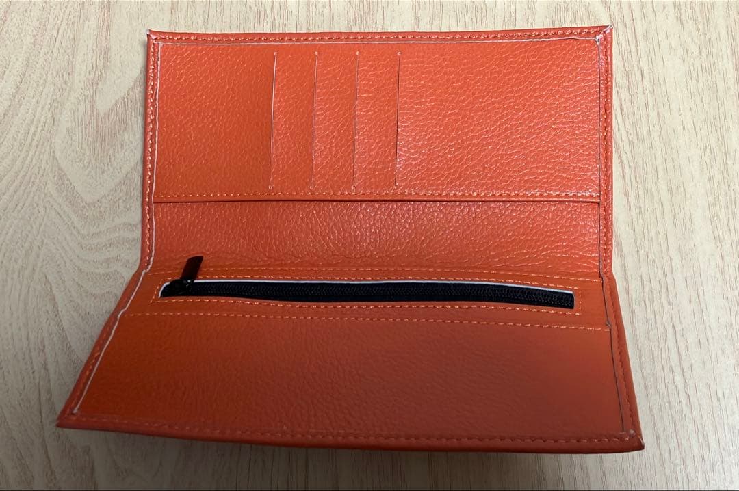 皇居　長財布　オレンジ　本革