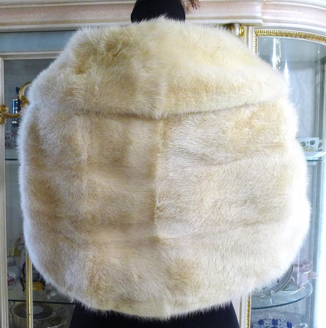 ◇【Grace Fur】お洒落な大判クロスホワイトMINK ストール144㎝◇