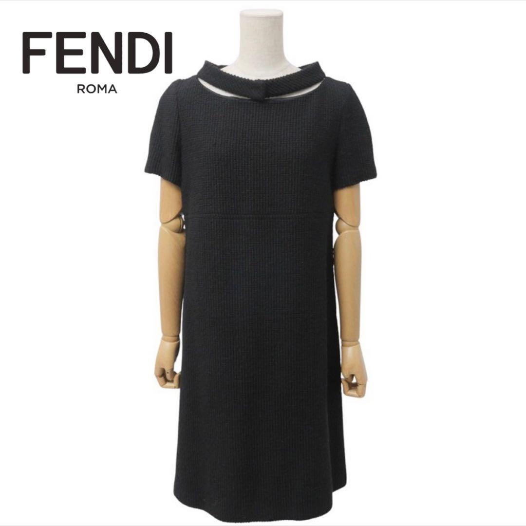 【極美品】フェンディ FENDI ウール 半袖ワンピース