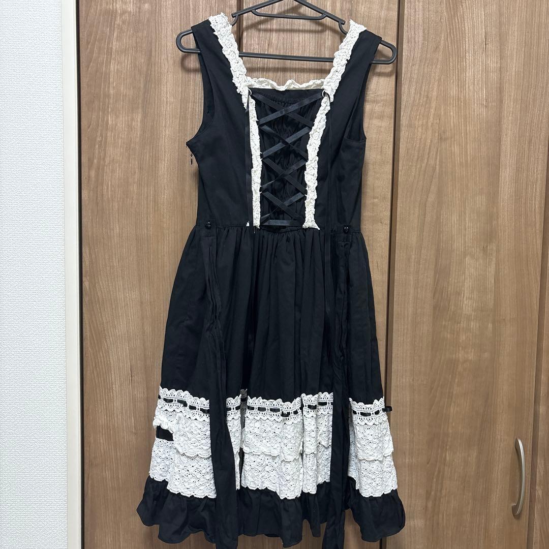 BABY　レースフリルジャンパースカート ベイビー 黒×オフ白