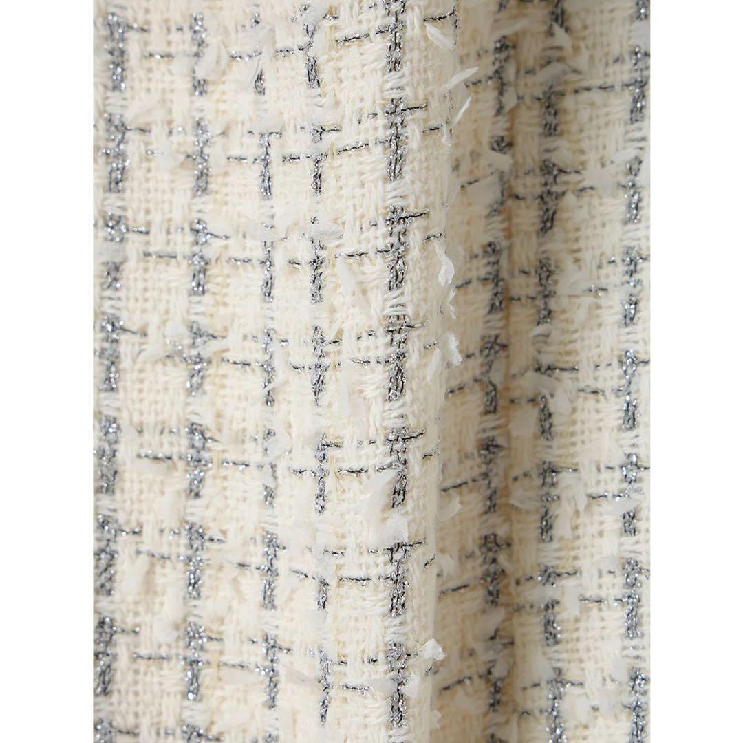 【ほぼ新品】anuans ツイードケープジャケット　ホワイト