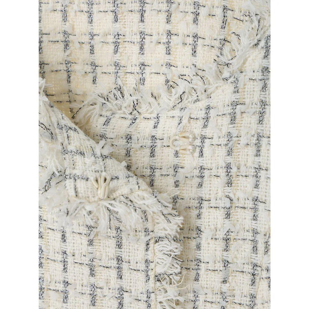 【ほぼ新品】anuans ツイードケープジャケット　ホワイト