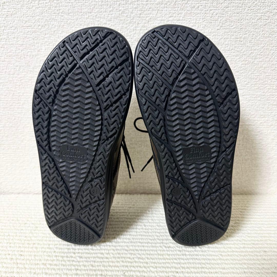 フィンコンフォート レザーシューズ ブラウン系 光沢 レースアップ　スニーカー