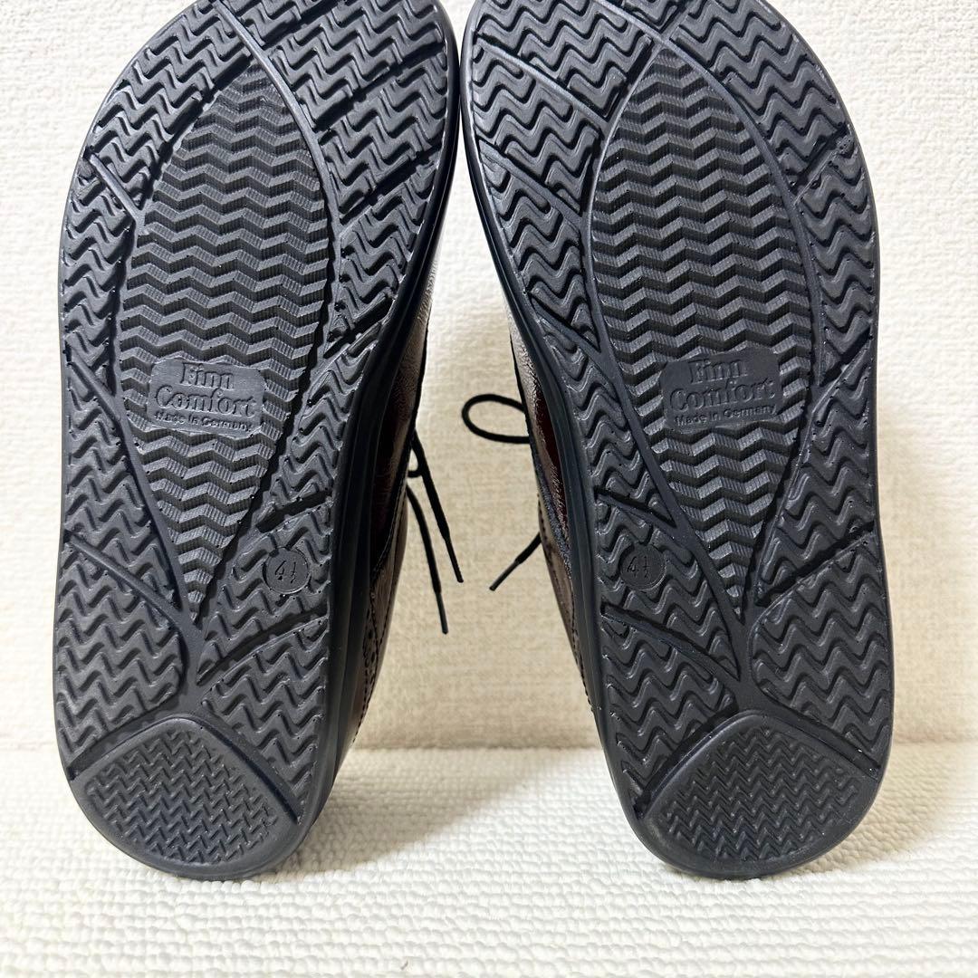 フィンコンフォート レザーシューズ ブラウン系 光沢 レースアップ　スニーカー