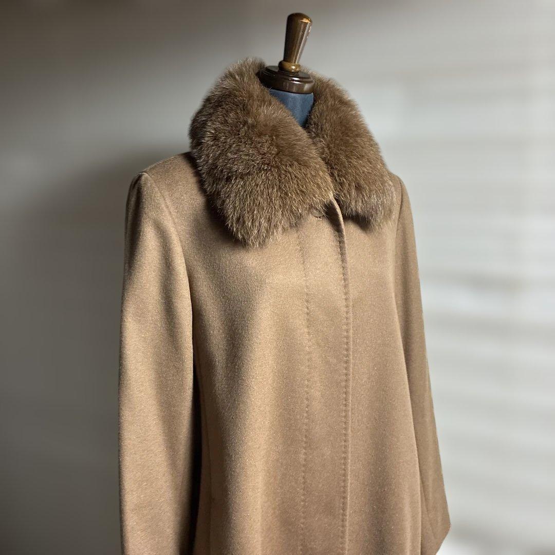 超美品！カシミヤ100%ファーは貴重なブルーフォックスロングコート