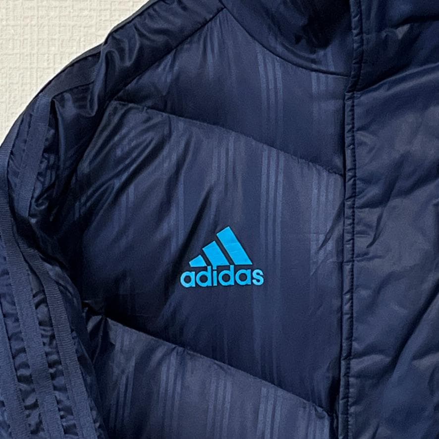 【良品】 adidas ３ストライプス ワンポイントロゴ ダウン ベンチコート