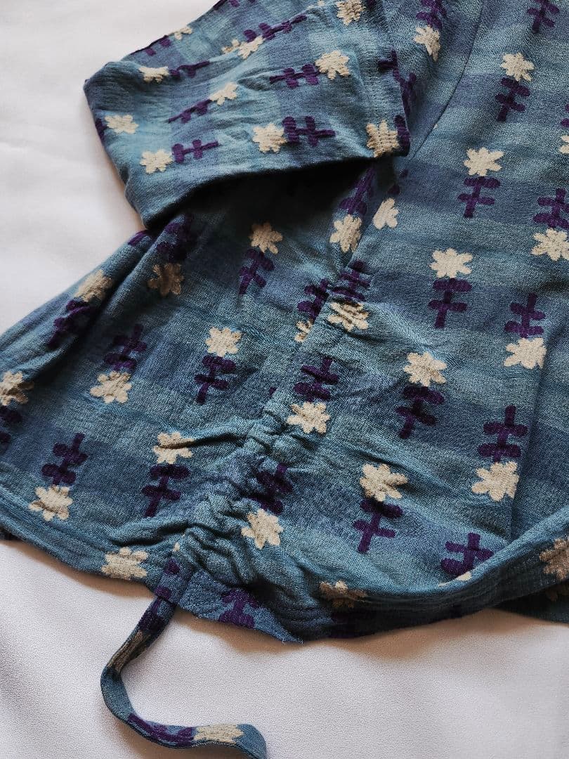 慈雨　花柄　チュニック　トップス　ドローコード　アシンメトリー