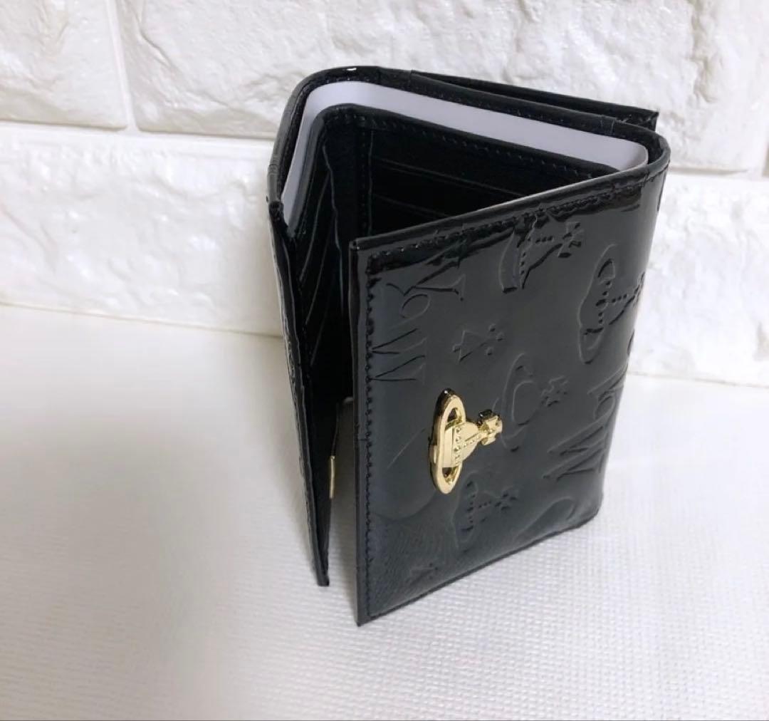 【大人気　新品】Vivienne Westwood エナメル黒 三つ折財布