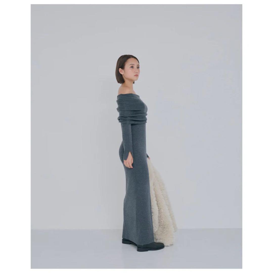 シールームリン 美品 collab Silk woolオフショルダーニットドレス