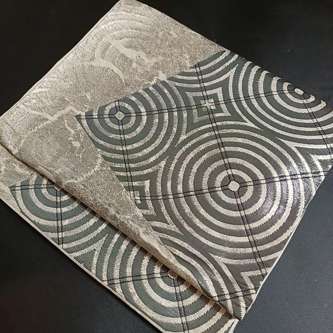 C130 ちどり屋 袋帯 丸 渦 銀