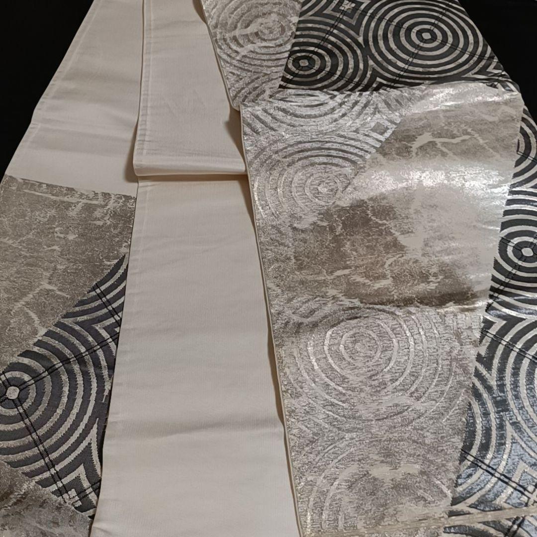 C130 ちどり屋 袋帯 丸 渦 銀