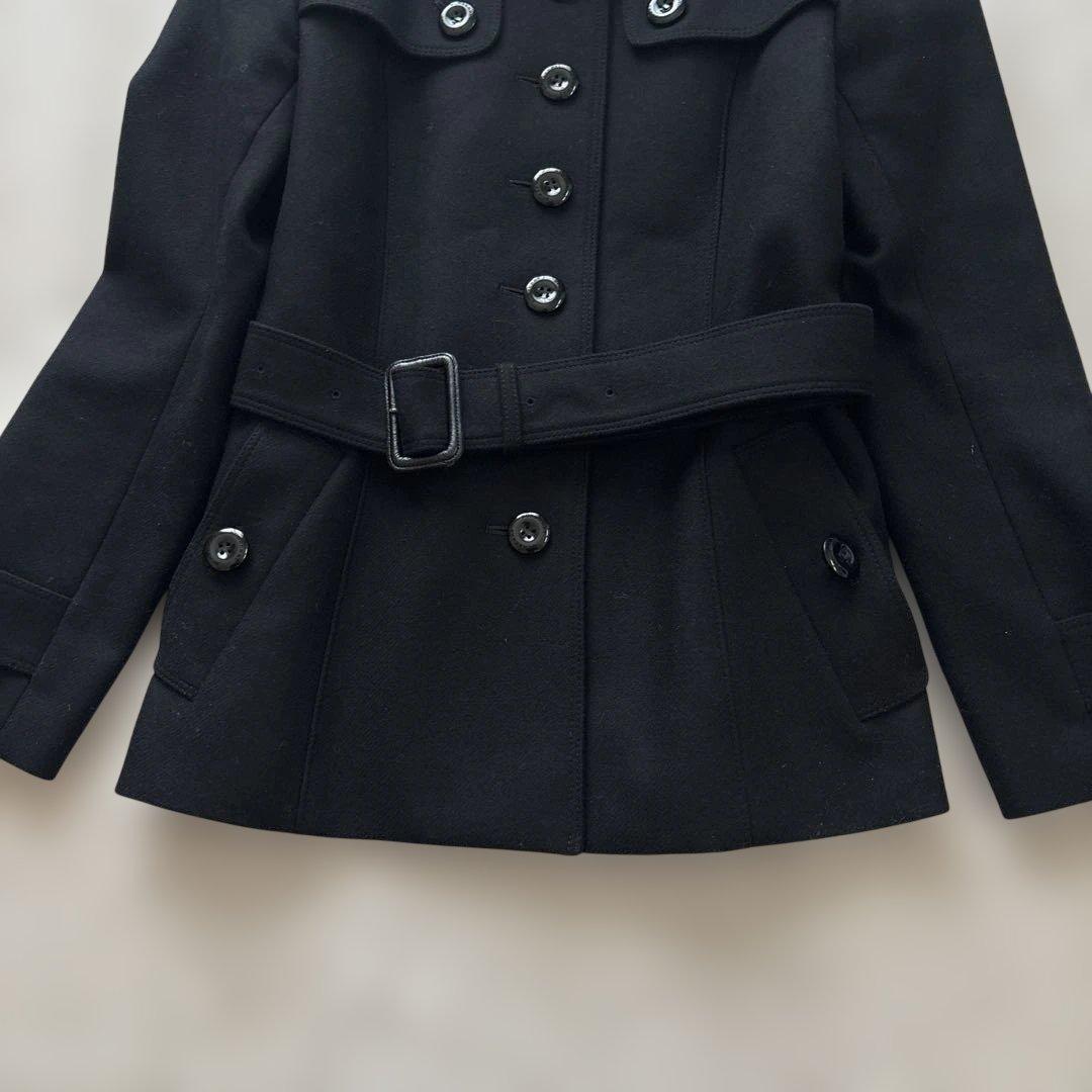 美品【シャドーチェック】バーバリーロンドン　ウールベルテッドコート M