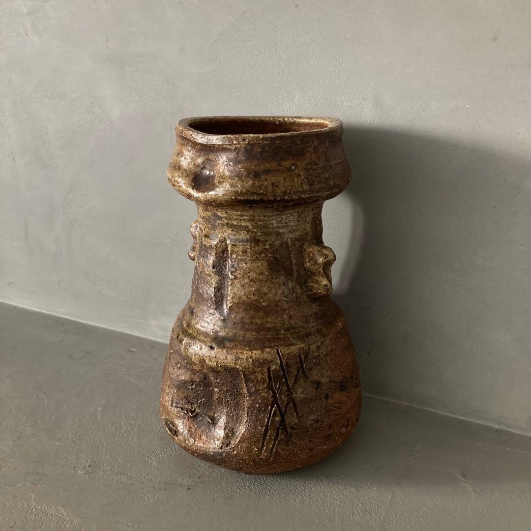 おまとめ2点 桂籠 花入 置き掛け兼用 信楽焼 耳付き 花瓶 花器 花入