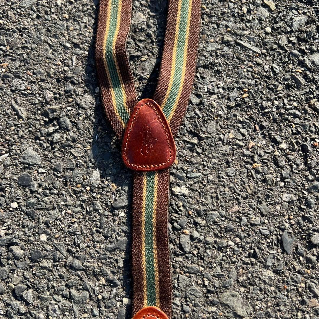 90s polo Ralph Lauren ストライプ Y字サスペンダー usa