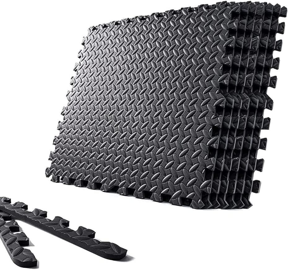 パズルマット 十字黒 波黒 ジョイントマット (十字黒/波黒, 48枚 )