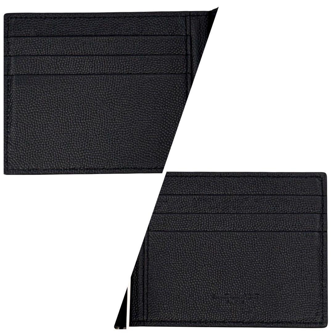 極美品 サンローラン マネークリップ キャビアスキン 財布 札入れ カード 黒色