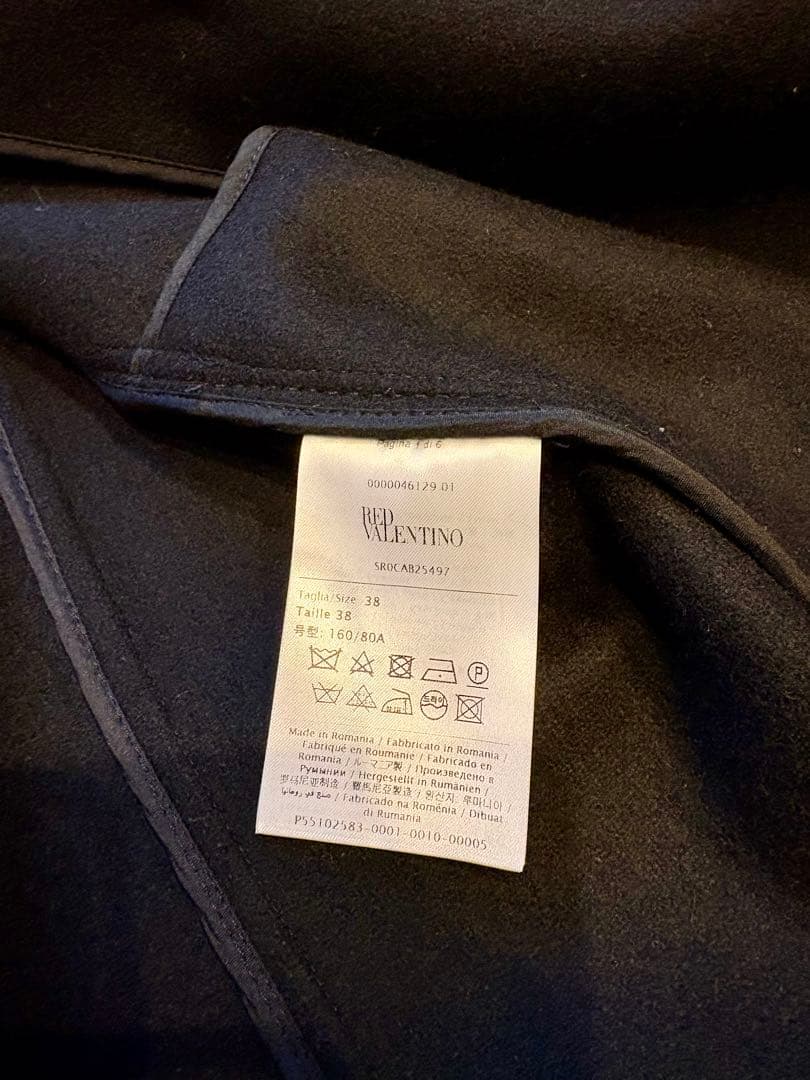 RED VALENTINO ブラック フリル　チェスターコート