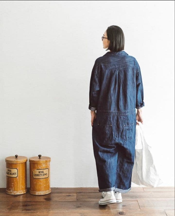 &yarn コットンリネン デニム ジャンプスーツ