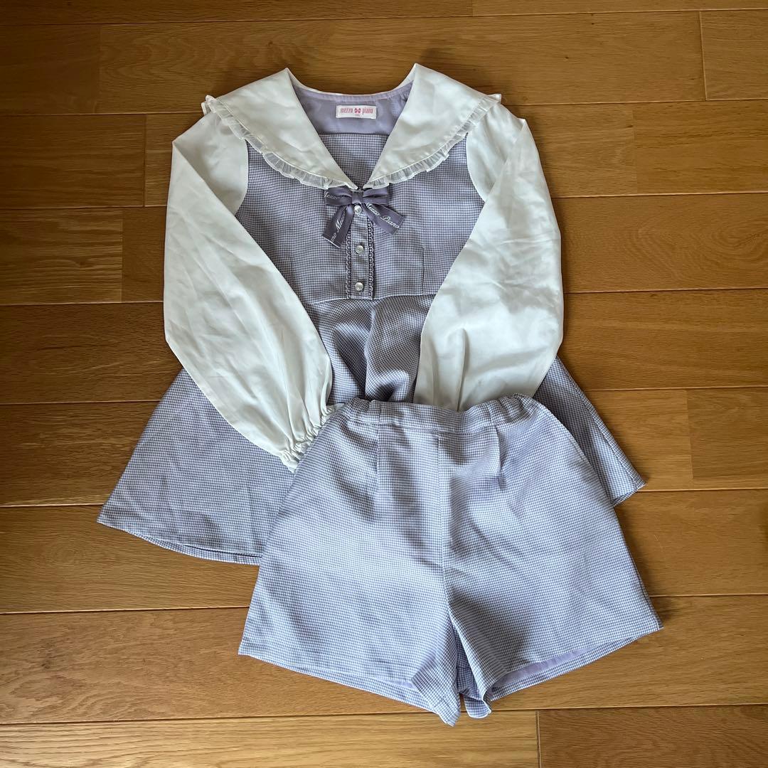 美品　メゾピアノ(mezzo piano) セーラーカラーチュニックセットアップ