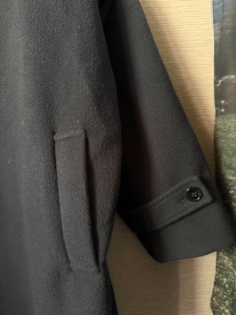 FEKETEオーバーフィットロングステンカラーコートSMALL