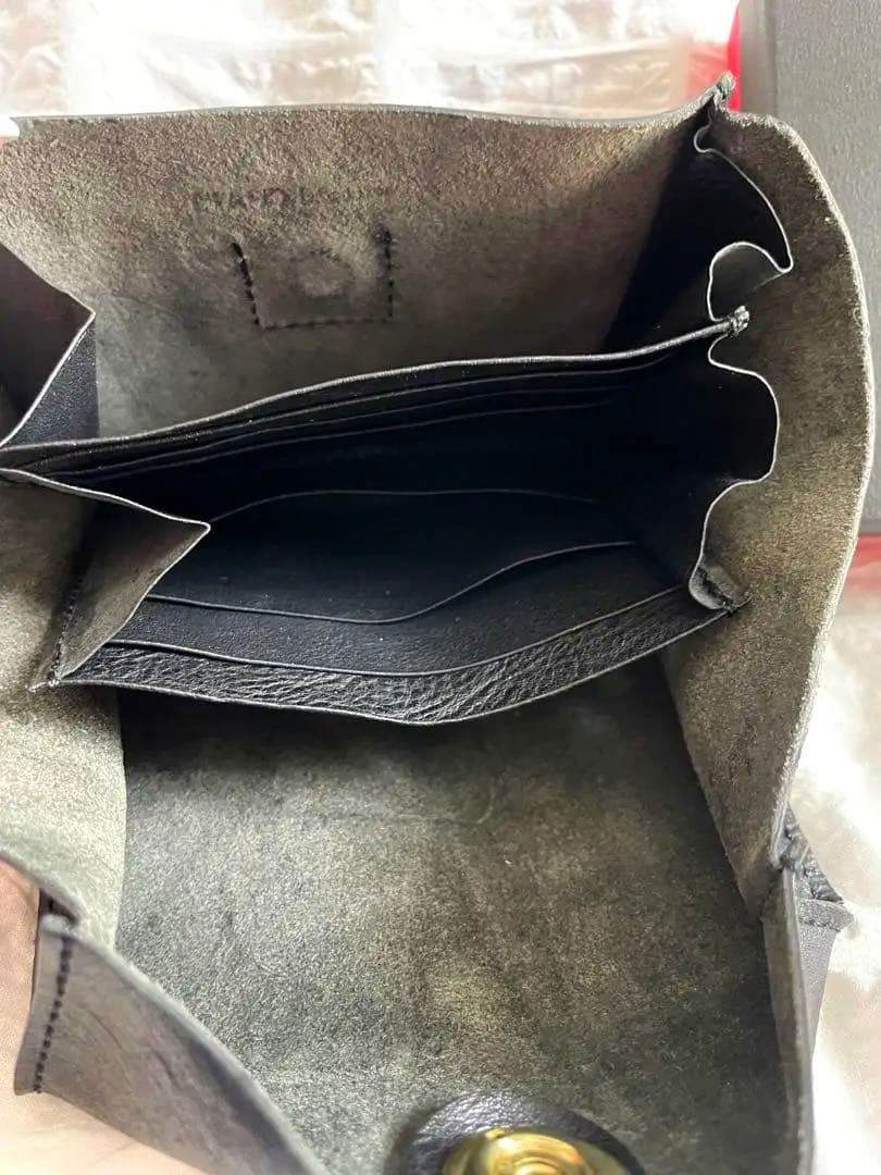 wasabi CRAFT ブラックレザー ハーフウォレット財布！ほぼ未使用！！