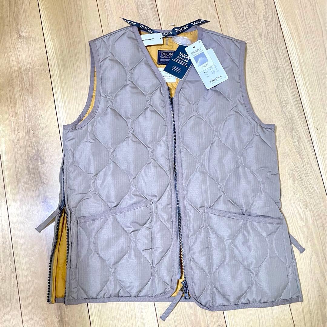 新品タグ付き　TAIONベージュ キルティング ノースリーブ ダウンベスト　M