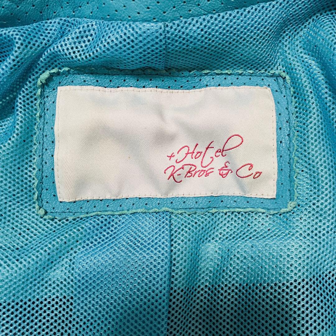 激レア ターコイズブルー パンチングレザーダブルライダースジャケット XS-S