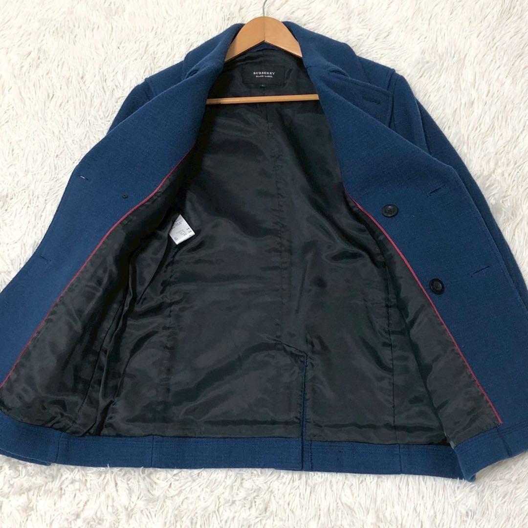 美品◎Lサイズ◎BURBERRY BLACK LABEL ピーコート 青 ブルー