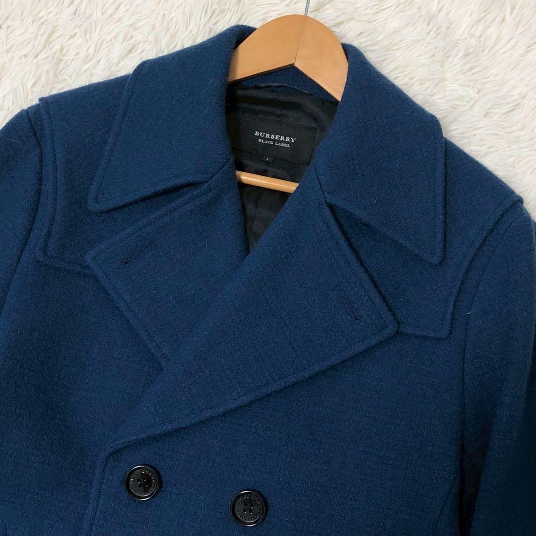 美品◎Lサイズ◎BURBERRY BLACK LABEL ピーコート 青 ブルー
