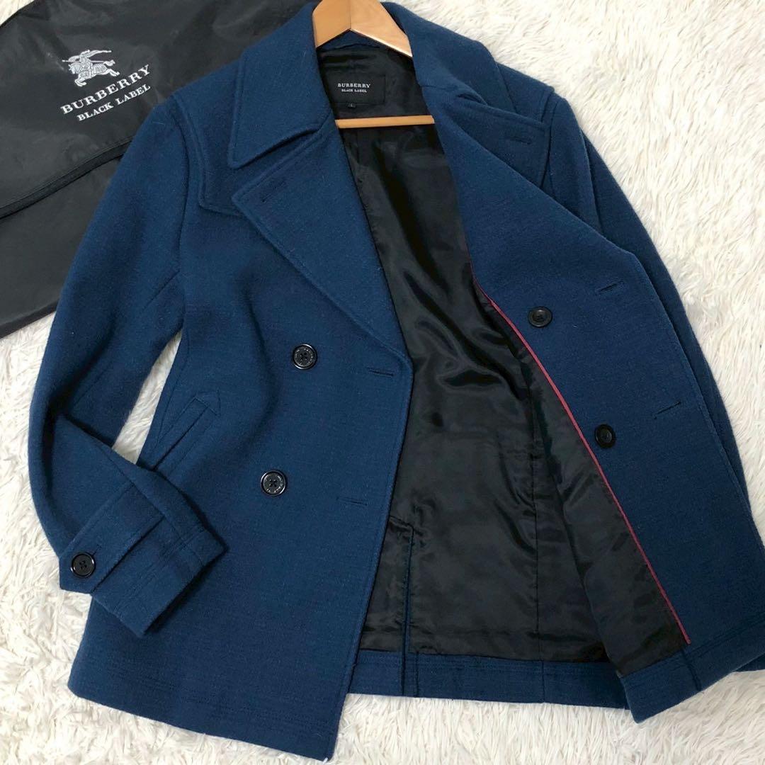 美品◎Lサイズ◎BURBERRY BLACK LABEL ピーコート 青 ブルー