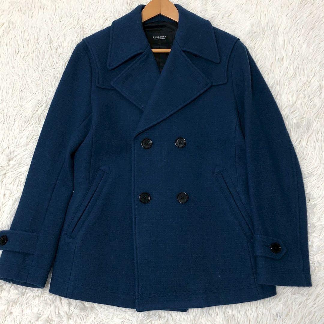 美品◎Lサイズ◎BURBERRY BLACK LABEL ピーコート 青 ブルー