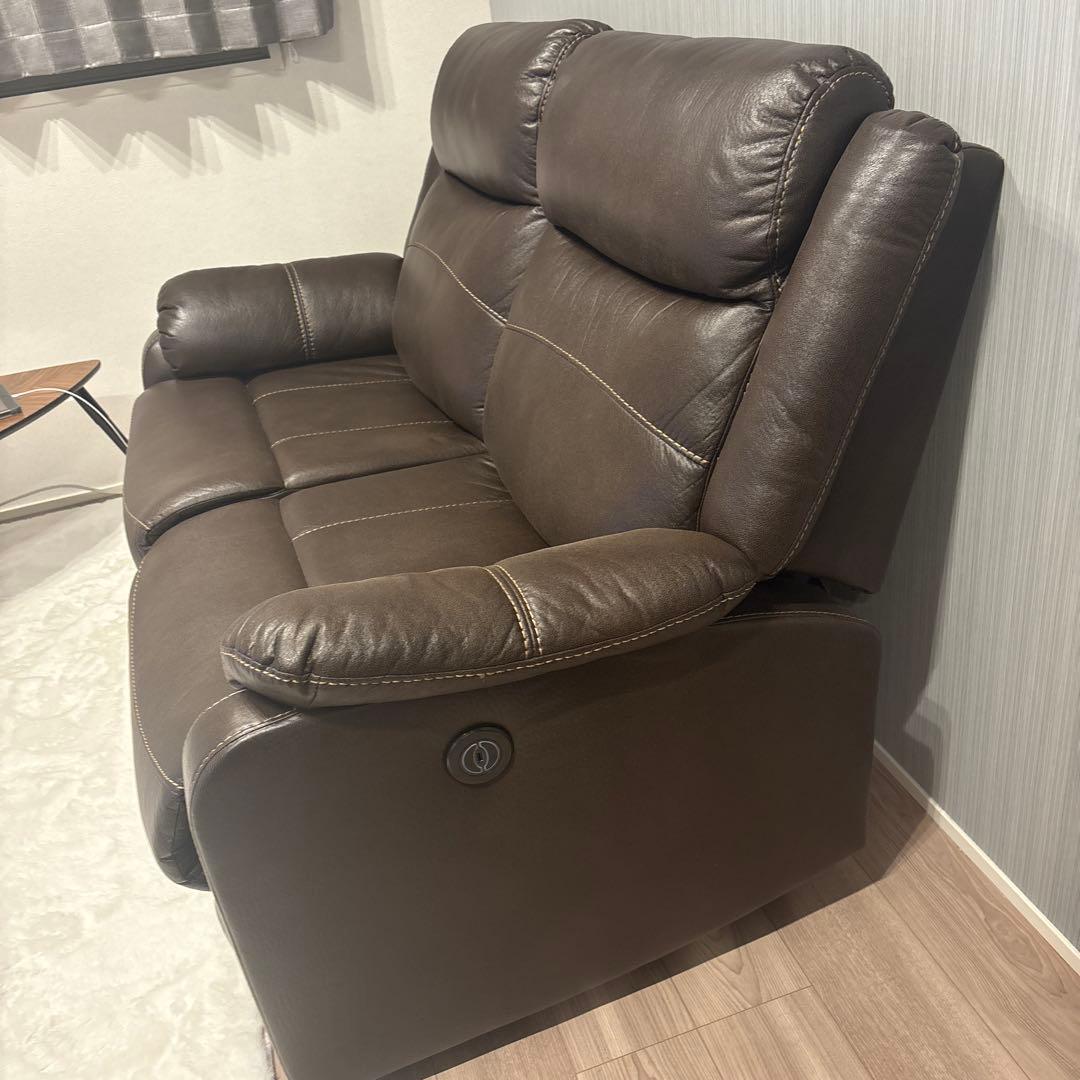 ブラウンリクライニングソファ 2人掛け