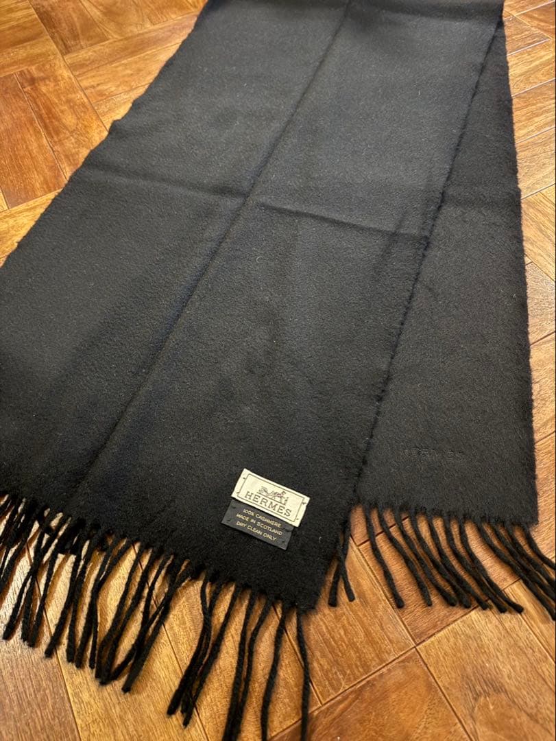 HERMES 100%カシミヤ マフラー　黒