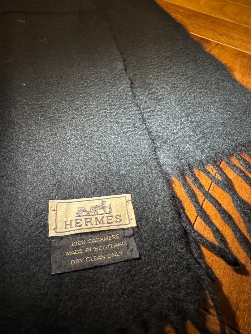 HERMES 100%カシミヤ マフラー　黒