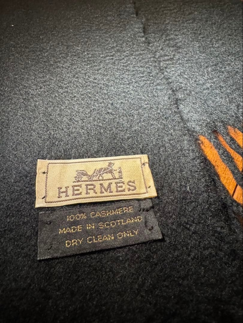 HERMES 100%カシミヤ マフラー　黒
