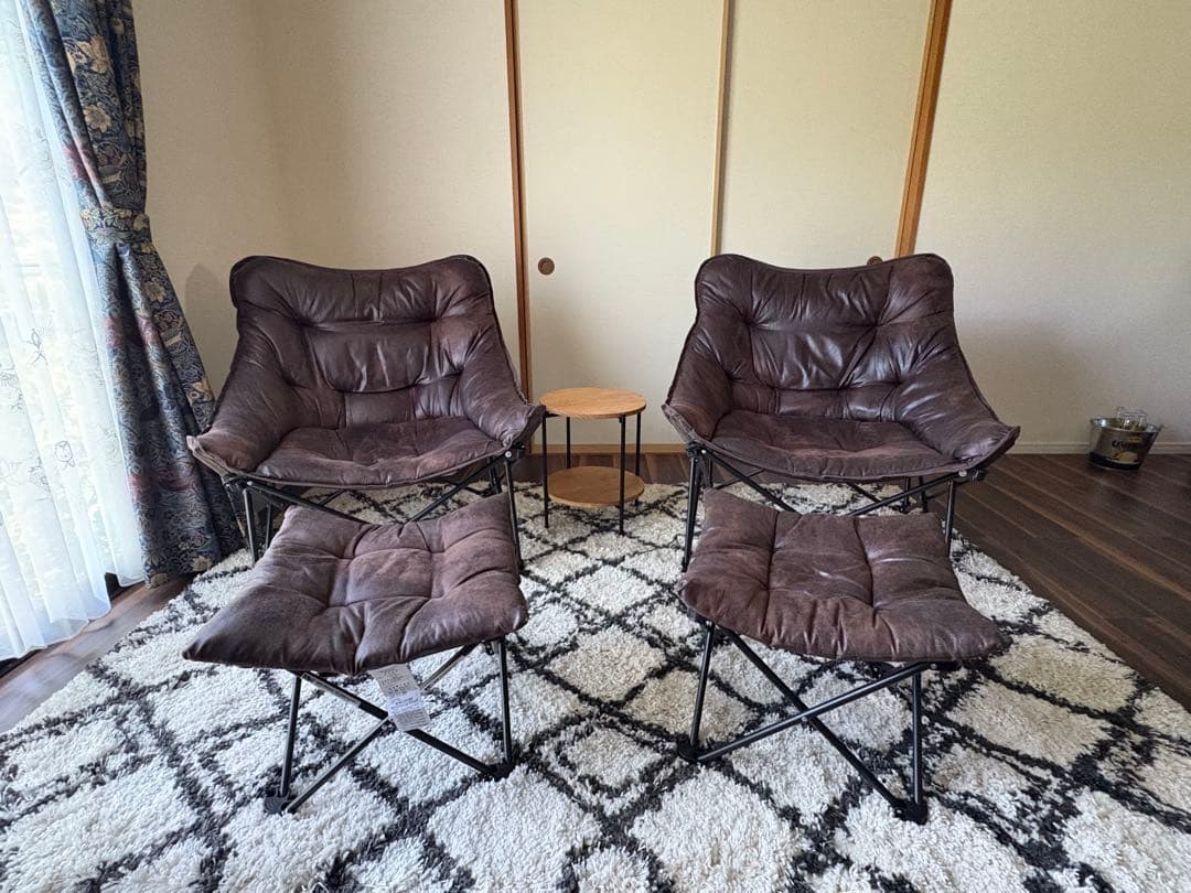 ゆ*お様 ニトリ バタフライチェア(ワイド)、スツール&折りたたみサイドテーブル