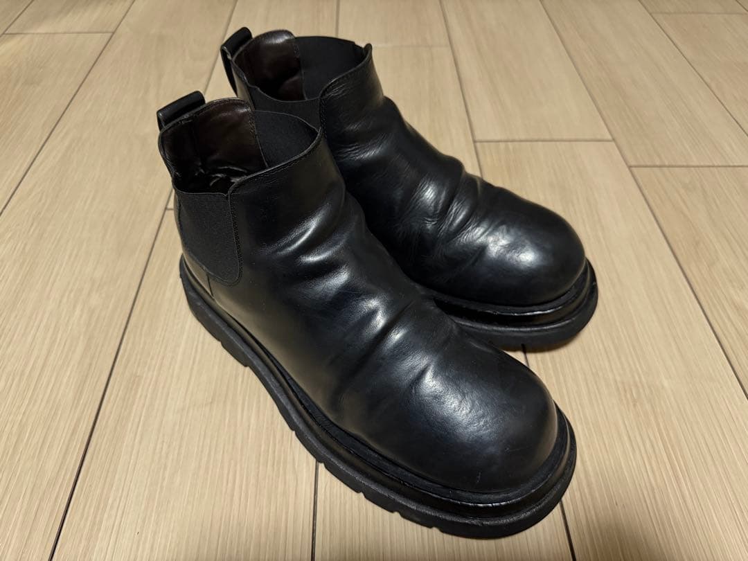 ぴっくり ラグ チェルシー アンクルブーツ ブラック