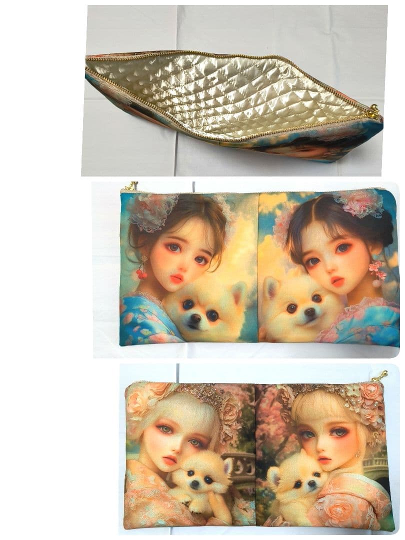 Yourelia様】ハンドメイドオーダー★犬猫と女の子★ハンカチ&ポーチ　11点