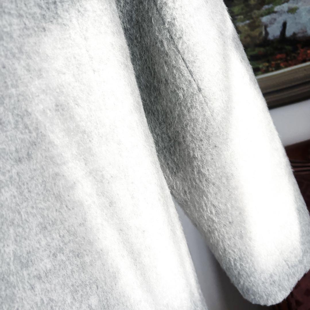 新品　サファイヤミンクファー付き アルパカウールコート グレー 日本製 66万円