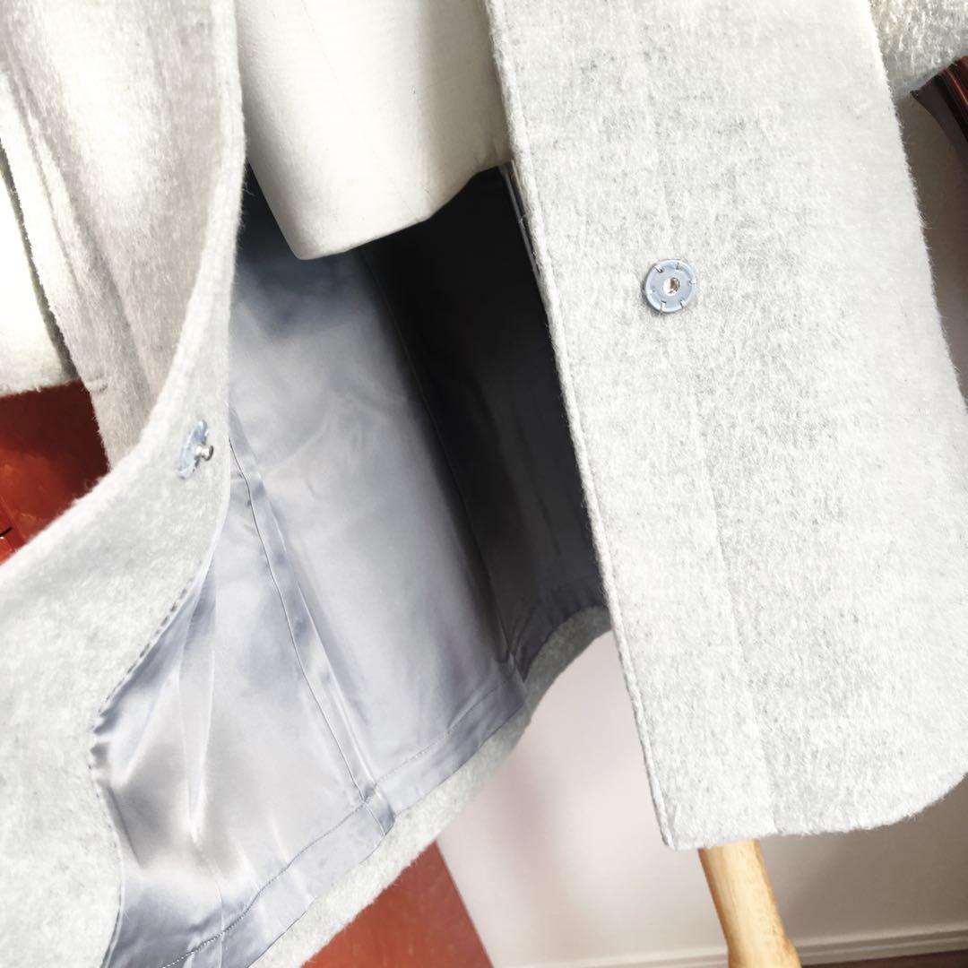 新品　サファイヤミンクファー付き アルパカウールコート グレー 日本製 66万円