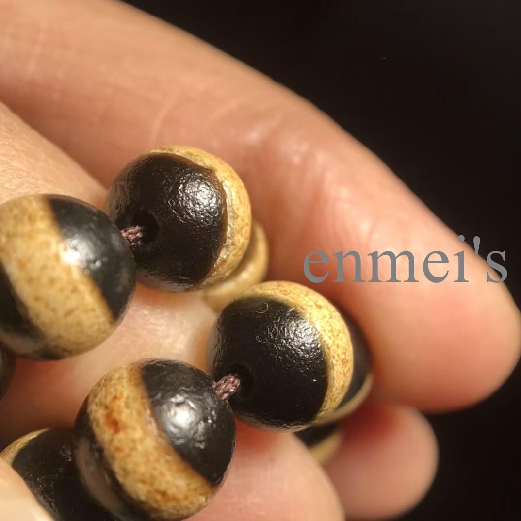 旧蔵チベット・古瑪瑙薬師珠念珠108粒×宝瓶天珠ネックレス・仏珠・文房具・古仏具