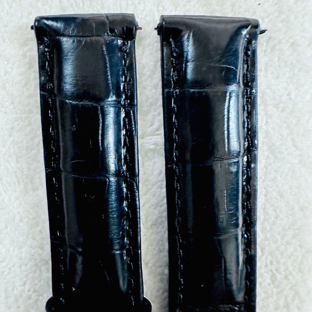 1037#18mm-16mmブラック★本物クロコダイルレザーベルト★スイス製