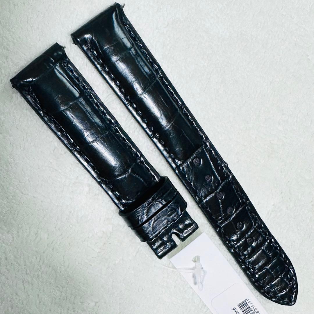 1037#18mm-16mmブラック★本物クロコダイルレザーベルト★スイス製