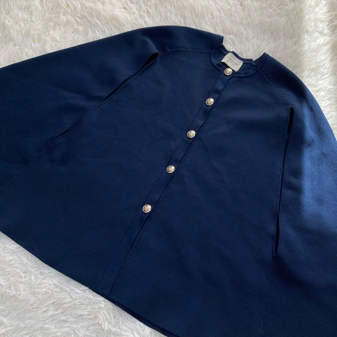 UNITED ARROWS ケープ カーディガン 金ボタン タキマキ ネイビー