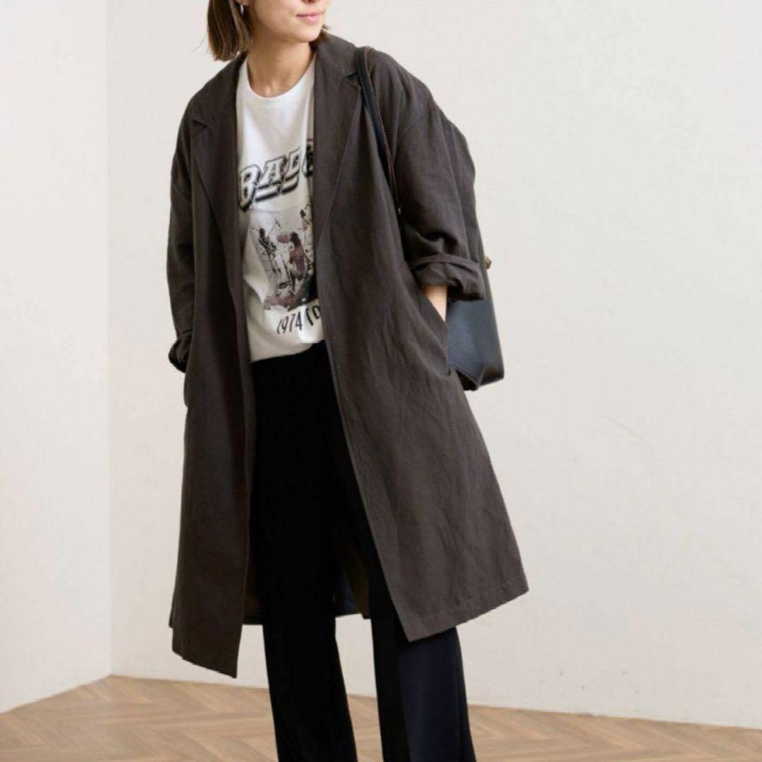 【美品】フレームワーク　 綿麻ポプリンコート　グレー