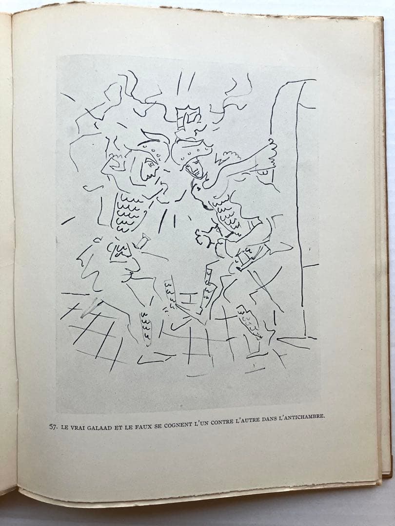 ジャン•コクトー『円卓の騎士』のテキスト余白のデッサン/ 1941年/ 限定本